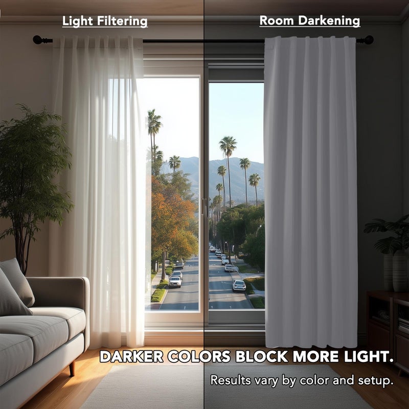 Deconovo Room Darkening Curtains for Kitchen Window, Star White Light Filtering Thermal Drapes 45 Inches Long, Back Tab and Rod Pocket Window Curtains, 42W x 45L Inch, 2 Panels - Image 3